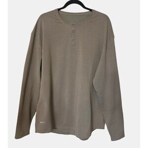 BYLT Drop Cut Henley Long Sleeve Shirt Mens XXL Taupe Stretch Athleisure